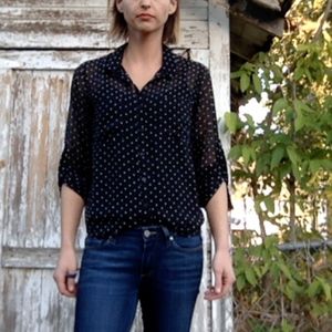Black & White Polka Dot Sheer Top